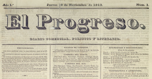 El Progreso. Año 1, número 1, 11 de noviembre de 1842