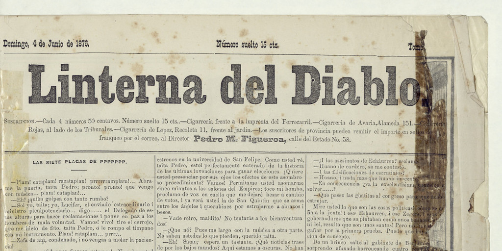 La Linterna del Diablo: año 3, número 1, 4 de junio de 1876