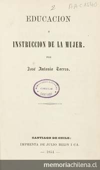 Educación e instrucción de la mujer (1854) Educación e instrucción de la mujer (1854)