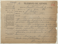 [Telegrama] 1878 Nov[iem]b[re] 2, S. Felipe [a] Pedro Montt, Sant[iag]o [manuscrito]