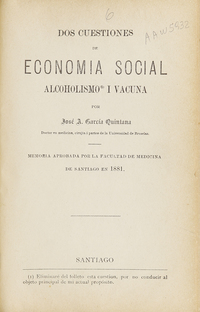 Dos cuestiones de economía social : alcoholisno i vacuna