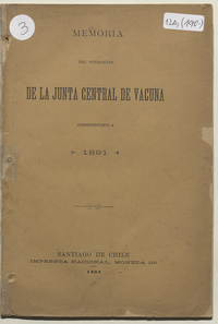 Memoria de la Junta Central de Vacuna correspondiente a 1891