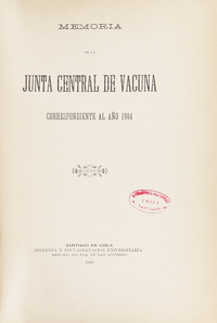 Memoria de la Junta Central de la Vacuna correspondiente a 1904