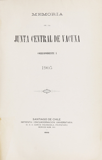 Memoria de la Junta Central de la Vacuna correspondiente a 1905