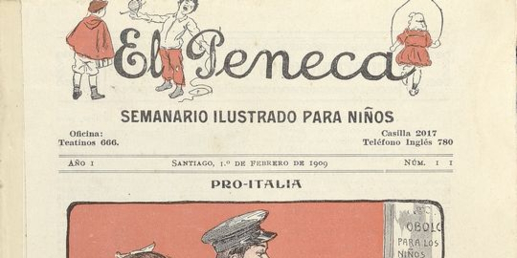 Portada de El Peneca: año 1, número 11, 1 de febrero de 1909