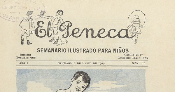 Portada de El Peneca: año 1, número 16, 8 de marzo de 1909