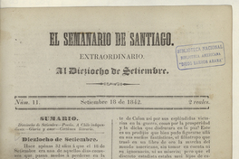 El Semanario de Santiago: número 11, 18 de septiembre de 1842