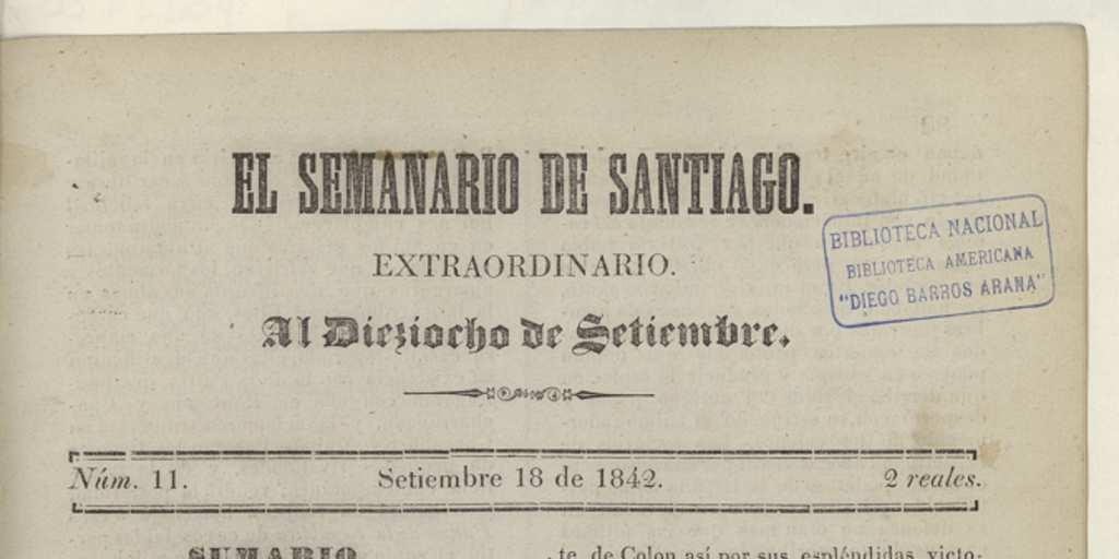 El Semanario de Santiago: número 11, 18 de septiembre de 1842