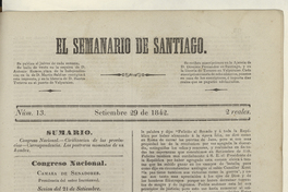 El Semanario de Santiago: número 13, 29 de septiembre de 1842