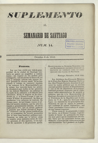 El Semanario de Santiago: suplemento al número 14, 6 de octubre de 1842