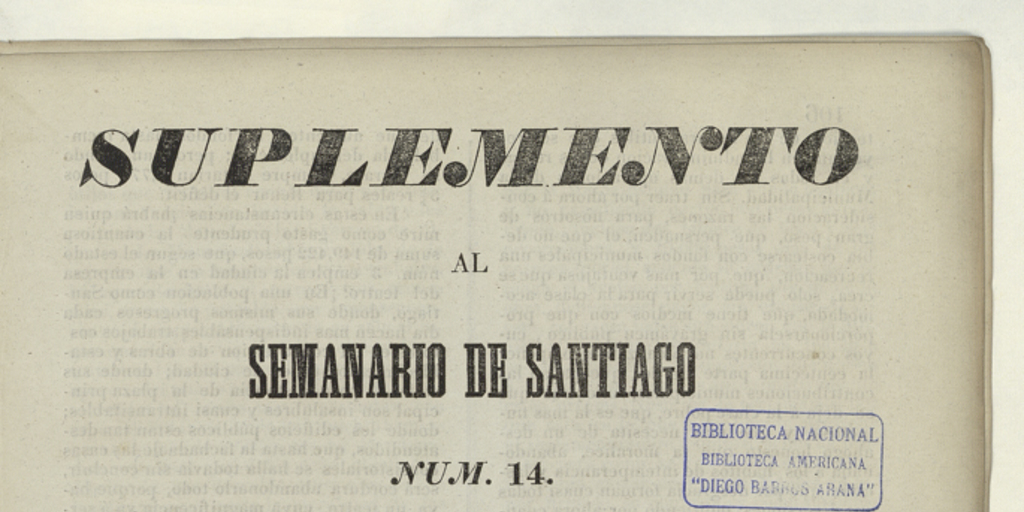 El Semanario de Santiago: suplemento al número 14, 6 de octubre de 1842