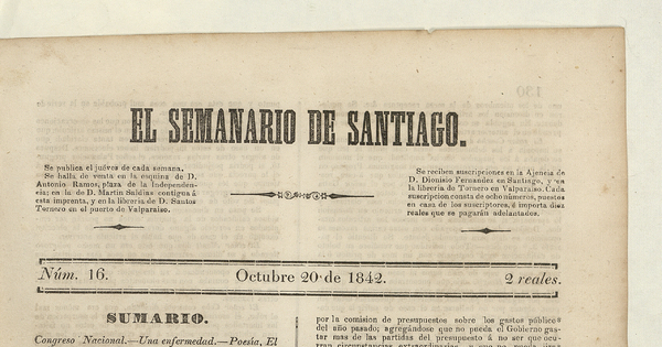 El Semanario de Santiago: número 16, 20 de octubre de 1842