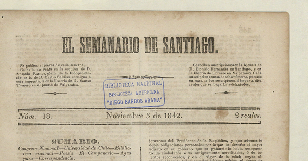El Semanario de Santiago: número 18, 3 de noviembre de 1842