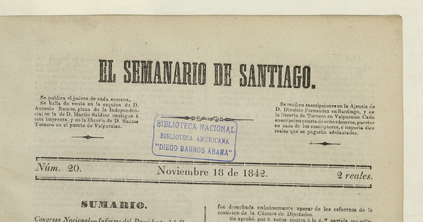 El Semanario de Santiago: número 20, 18 de noviembre de 1842