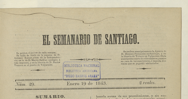 El Semanario de Santiago: número 29, 19 de enero de 1843