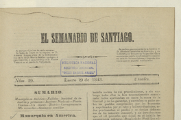 El Semanario de Santiago: número 29, 19 de enero de 1843