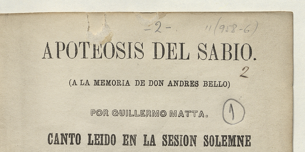 Apoteosis del sabio: (a la memoria de don Andrés Bello)