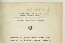 Informe de los trabajos desarrollados para el año Geofísico Internacional