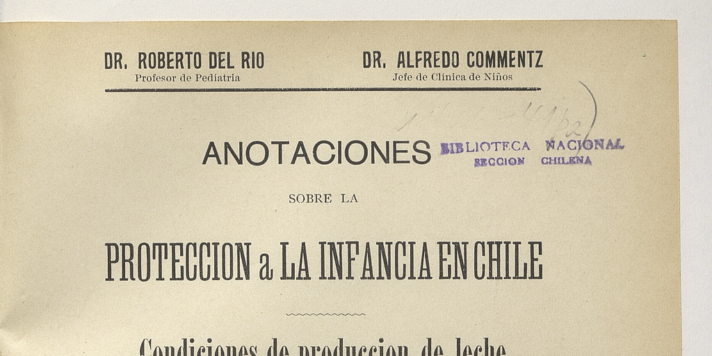 Anotaciones sobre la protección a la infancia en Chile. Santiago: Impr. Universitaria, 1909