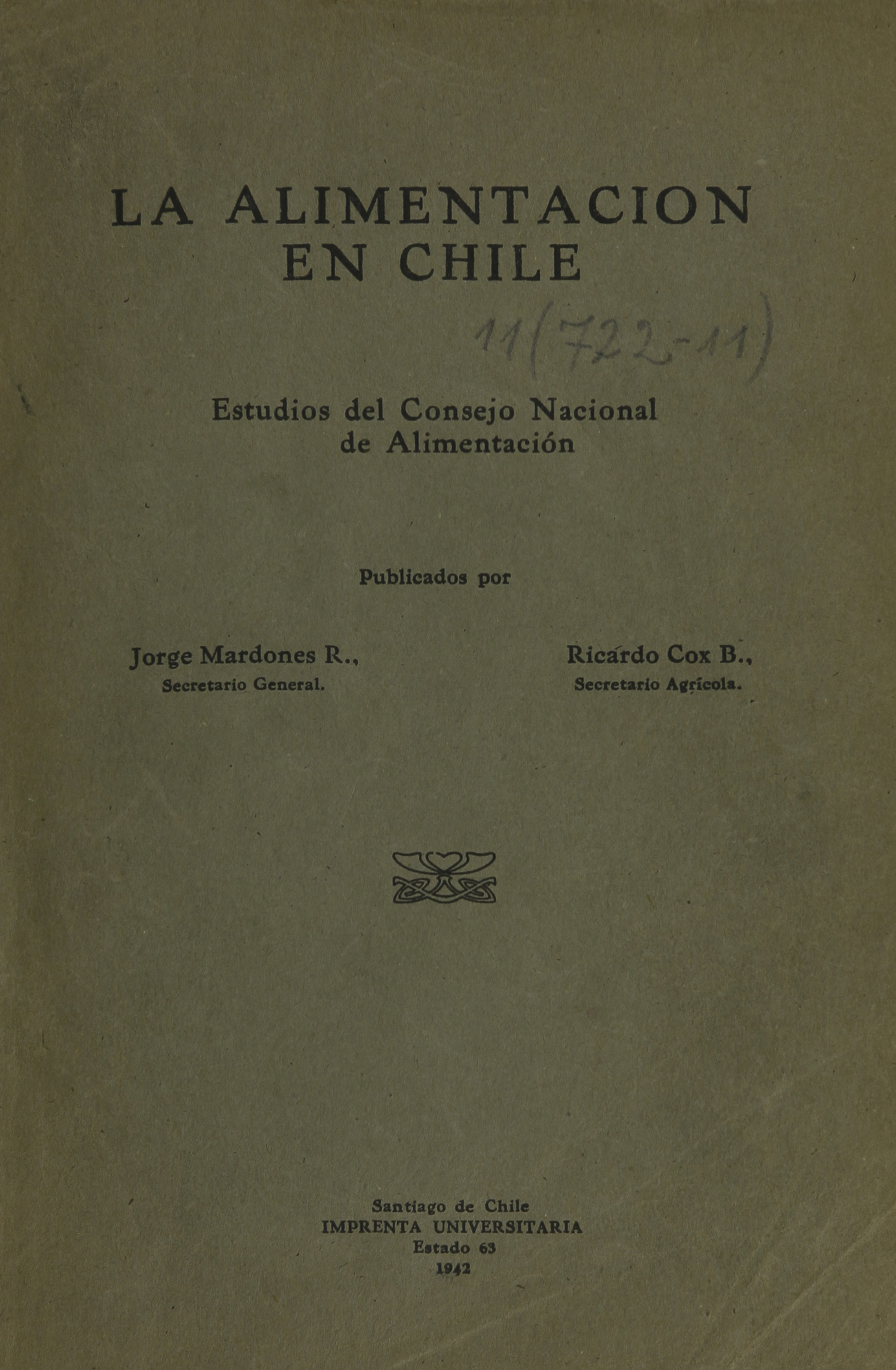 Estudios del Consejo Nacional de Alimentación, 1942