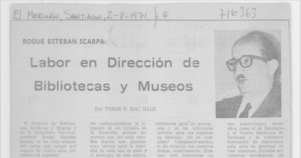 Roque Esteban Scarpa: Labor en dirección de bibliotecas y museos