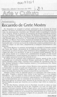 Recuerdo de Grete Mostny