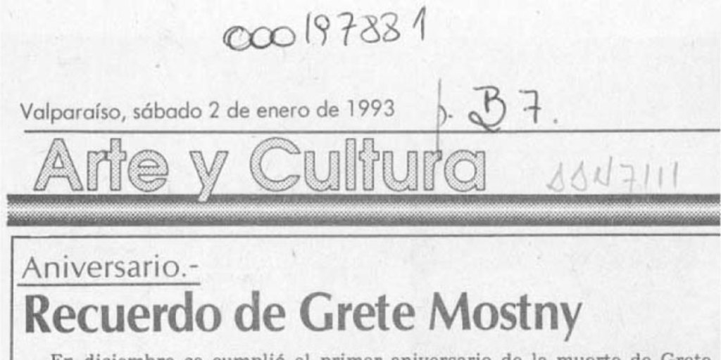 Recuerdo de Grete Mostny