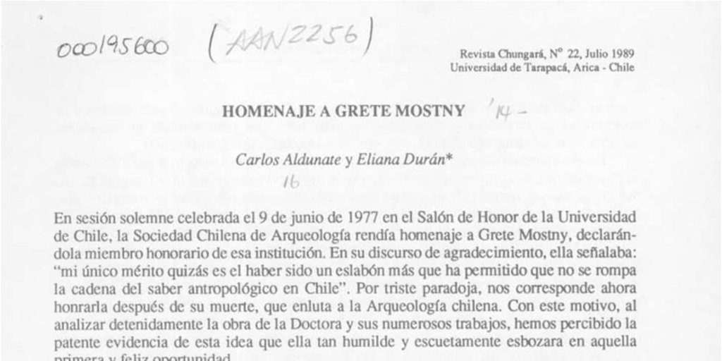 Homenaje a Grete Mostny