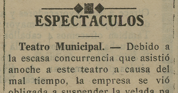 Espectáculos. Diario El Magallanes. Punta Arenas. 29 de marzo de 1919, p.7