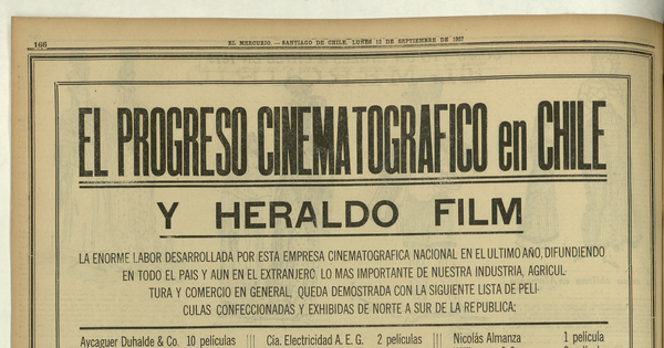 El progreso cinematográfico en Chile y Heraldo Film