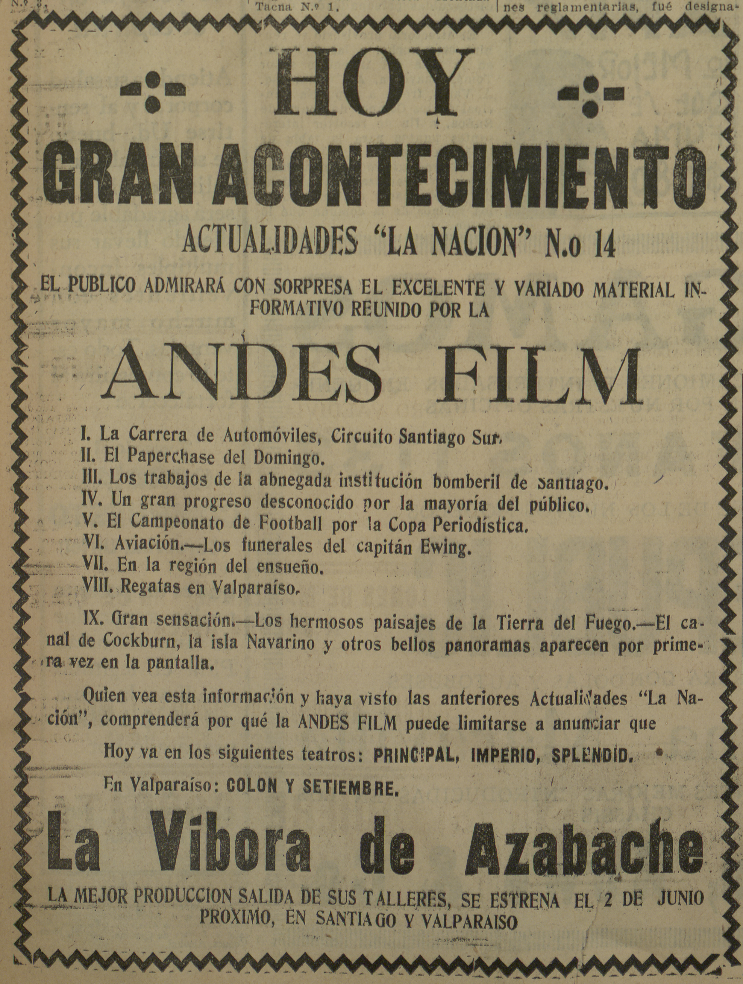 Hoy gran acontecimiento. Actualidades La Nación Nº14