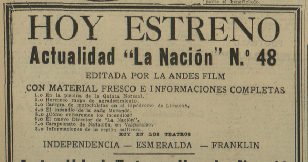 Hoy estreno Actualidad La Nación. Actualidad Extraordinaria Nº49. La gran carrera automovilística del domingo por el circuito sur de Santiago