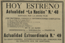 Hoy estreno Actualidad La Nación. Actualidad Extraordinaria Nº49. La gran carrera automovilística del domingo por el circuito sur de Santiago