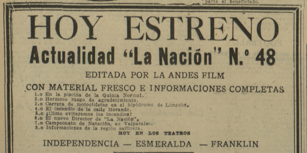 Hoy estreno Actualidad La Nación. Actualidad Extraordinaria Nº49. La gran carrera automovilística del domingo por el circuito sur de Santiago