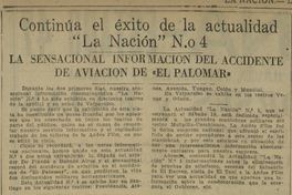 Continúa el éxito de la actualidad La Nación Nº4. La sensacional información del accidente de aviación de El Palomar