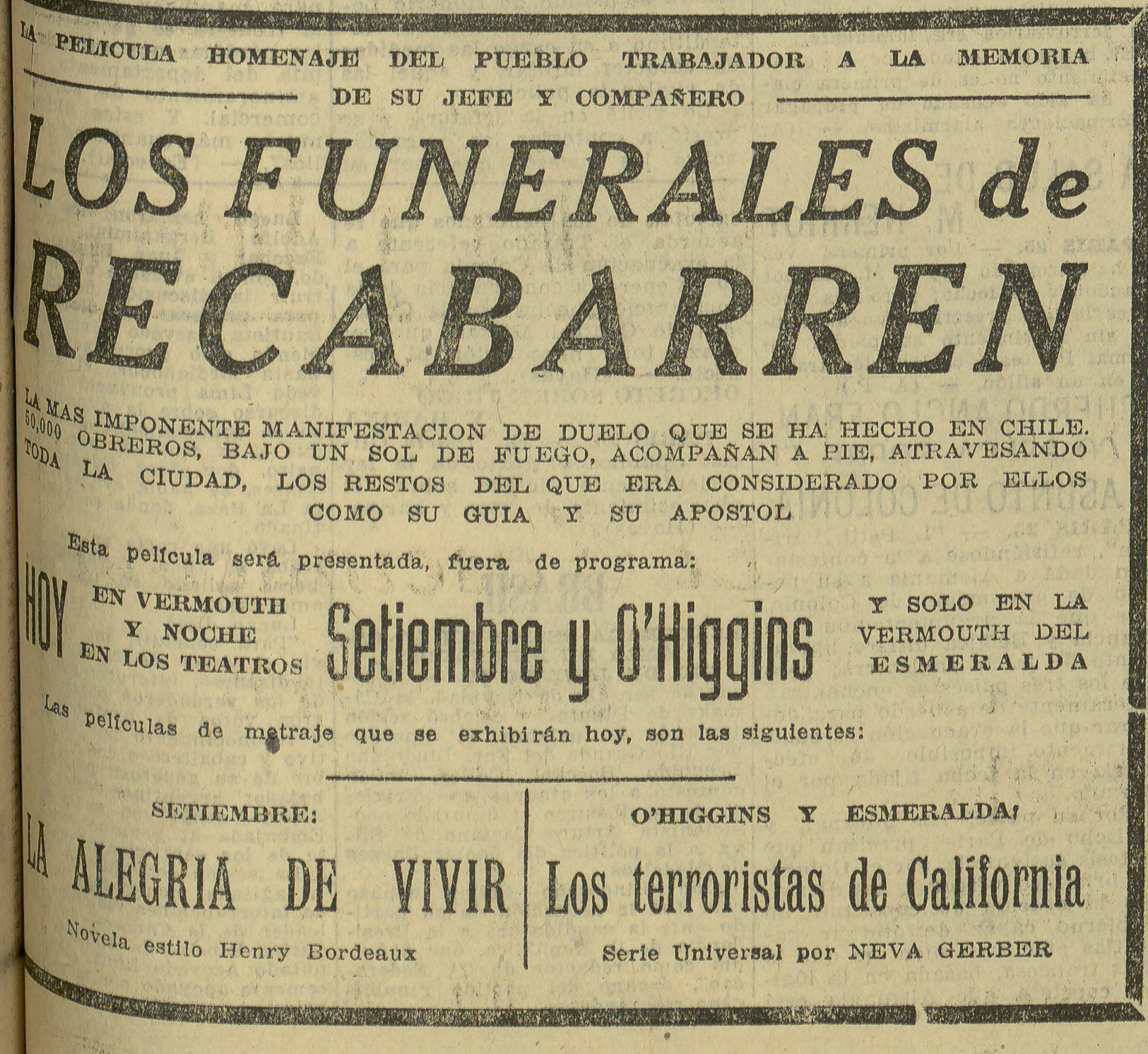 Los funerales de Recabarren