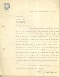 [Carta] 1946 sep. 23, Santiago, Chile [a] Gonzalo Drago[manuscrito] /Enrique Molina.