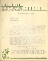 [Carta] 1945 ago. 30, Santiago, Chile [a] Gonzalo Drago[manuscrito] /Nicomedes Guzmán.