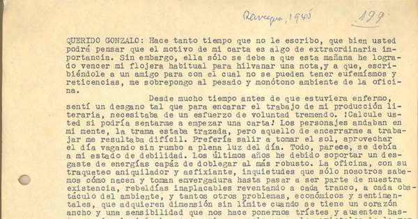 [Carta] 1945 sep. 24, Rancagua, Chile [a] Gonzalo Drago[manuscrito] /Baltazar Castro.