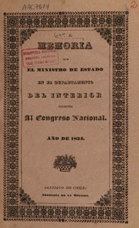 Memoria que el Ministro de Estado en el Departamento del Interior presenta al Congreso Nacional.