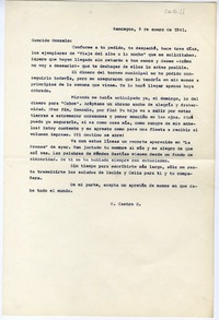 [Carta] 1941 enero 9, Rancagüa, Chile [a] Gonzalo Drago  [manuscrito] Oscar Castro.