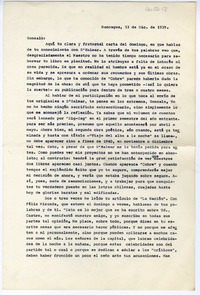 [Carta] 1939 diciembre 13, Rancagüa, Chile [a] Gonzalo Drago  [manuscrito] Oscar Castro.