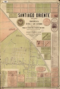 Santiago Oriente Plano de Providencia, Ñuñoa y Los Guindos con la numeración oficial de manzanas de la Asociación Chilena de Aseguradores contra Incendios [material cartográfico]: Diógenes Valenzuela Olivos.