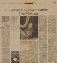 La canción popular chilena y la memoria  [artículo] Eduardo Carrasco.