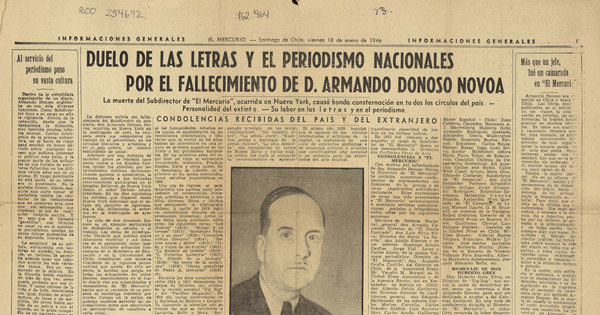 Duelo de las letras y el periodismo nacionales por el fallecimiento de D. Armando Donoso Novoa