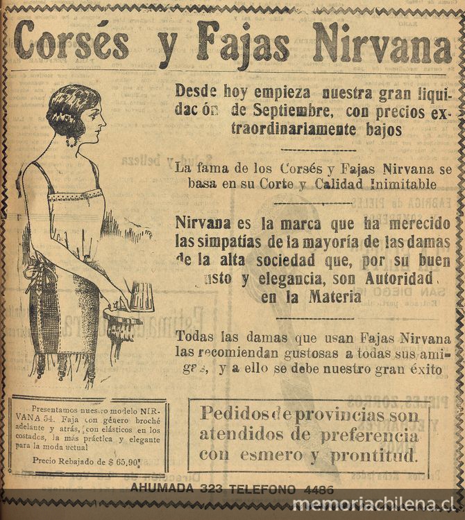 Corsés y fajas "Nirvana", 1925