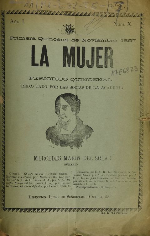 La Mujer: año 1, número 10, noviembre de 1897