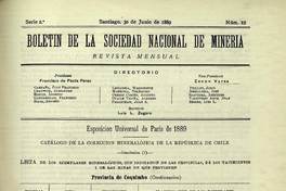 Esposicion Universal de París de 1889, catálogo de la colección mineralójica de la República de Chile