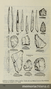 Artefactos de hueso y piedra del toldense clásico tardío en cueva Las Manos.Orígenes de la comunidad primitiva en Patagonia, México, Ediciones Cuicuilco, 1982.