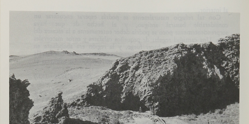 Cueva Palli Aike durante la excavación.Viajes y arqueología en Chile austral. Ediciones de la Universidad de Magallanes, Punta Arenas. 1988.